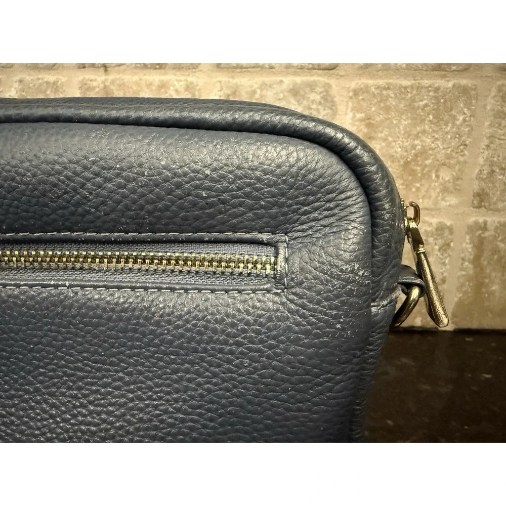 Pom Pom London Original‎ Plus Mayfair Slate Blue Leather, Pom-Pom & skinny strap